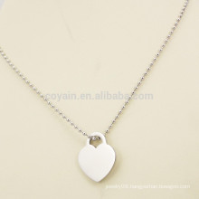 Simple Style Cheap Blank Silver Metal Heart Necklace For Girlfriend